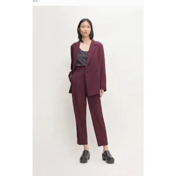 Everlane Japanese GoWeave Way-High Tapered Pant Burgundy Women Size 4 - Picture 2 of 11